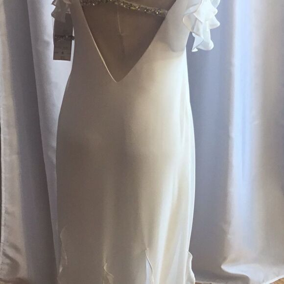 Cream gown w/ sequins & beads ruffled bottom in 8 - Picture 12 of 16